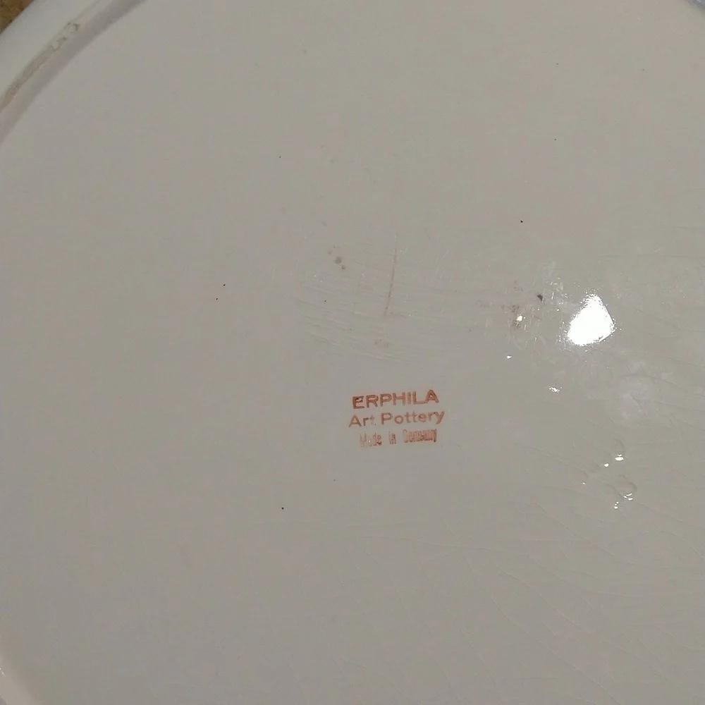 Vintage Erphila art pottery cake plate made in Germany 11 1/4